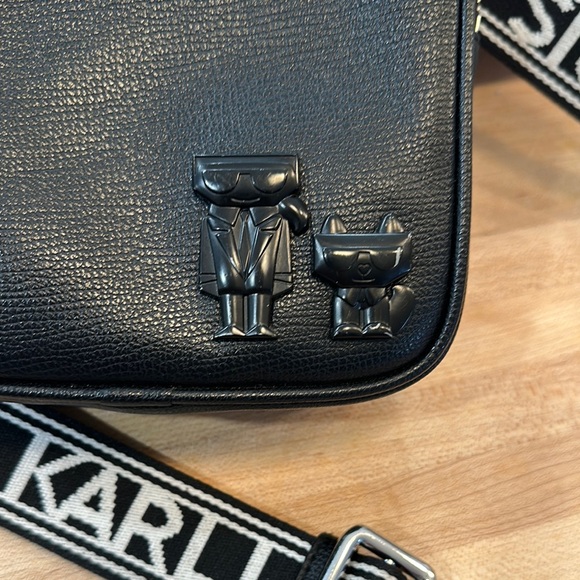 Karl Lagerfeld Black Crossbody Bag with Branded Strap - Picture 3 of 8